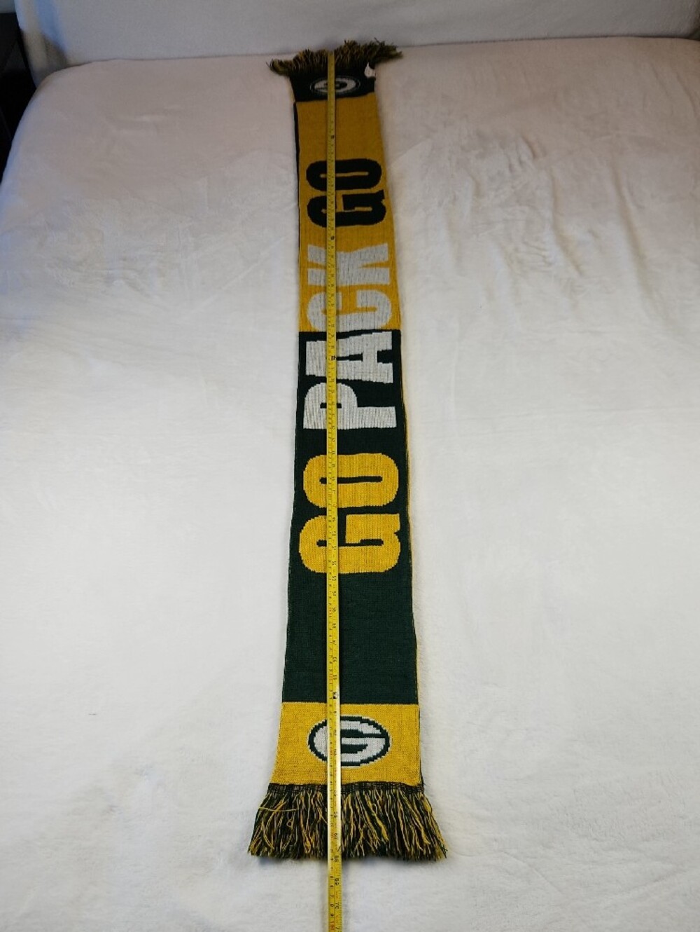 Green Bay Packers Winter Scarf Reversable That Says "Go Pack Go" With The G Logo - Picture 6 of 10